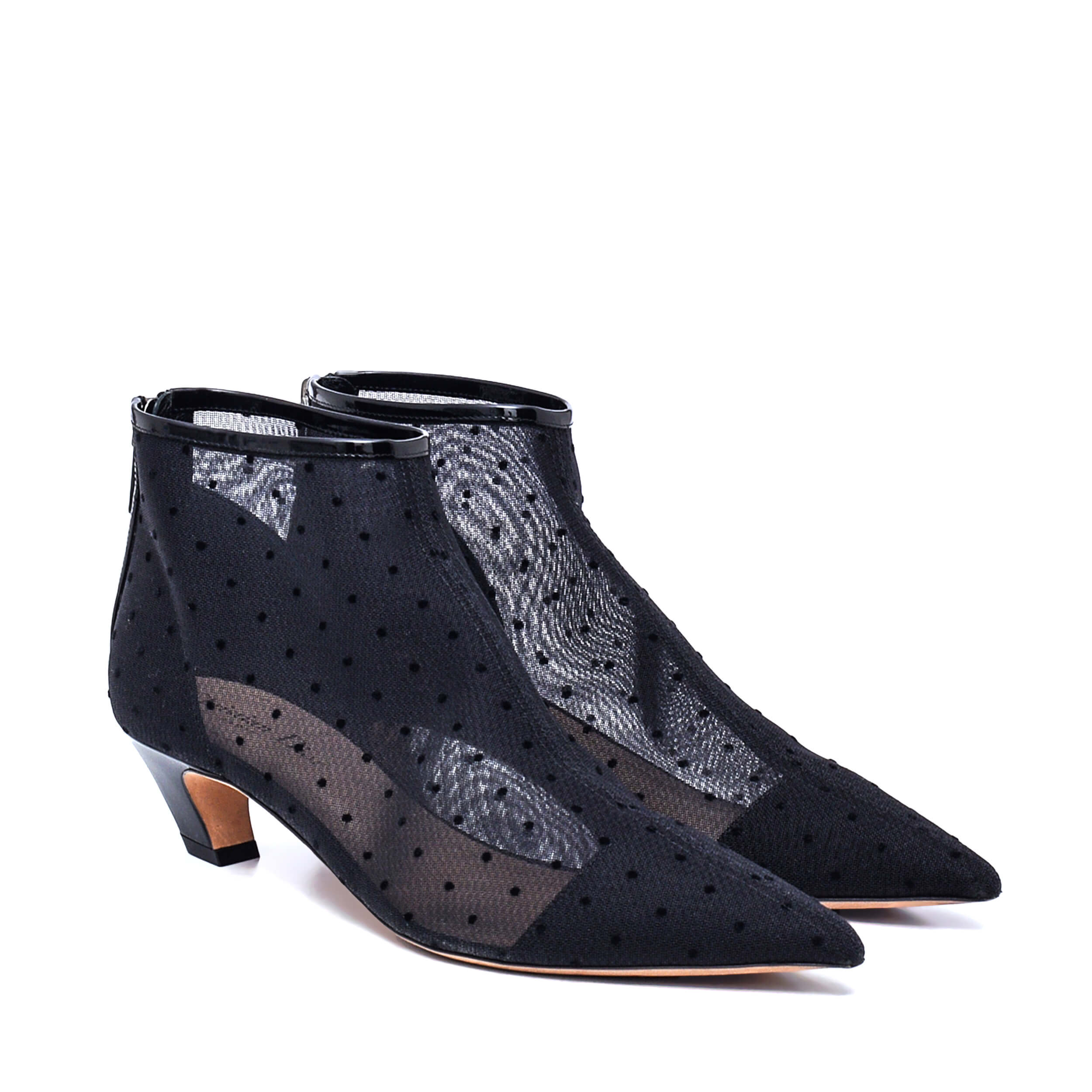 Christian Dior - Black Polka Dot Mesh Pretty Bootie / 38.5